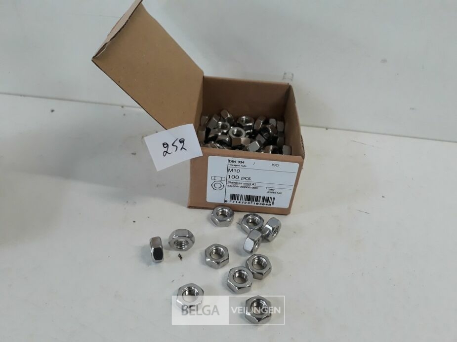 1 x Zeskantmoer INOX A2 M 10 100 stuks – foto 2 – kavel bij Belga Veilingen, Oudsbergen