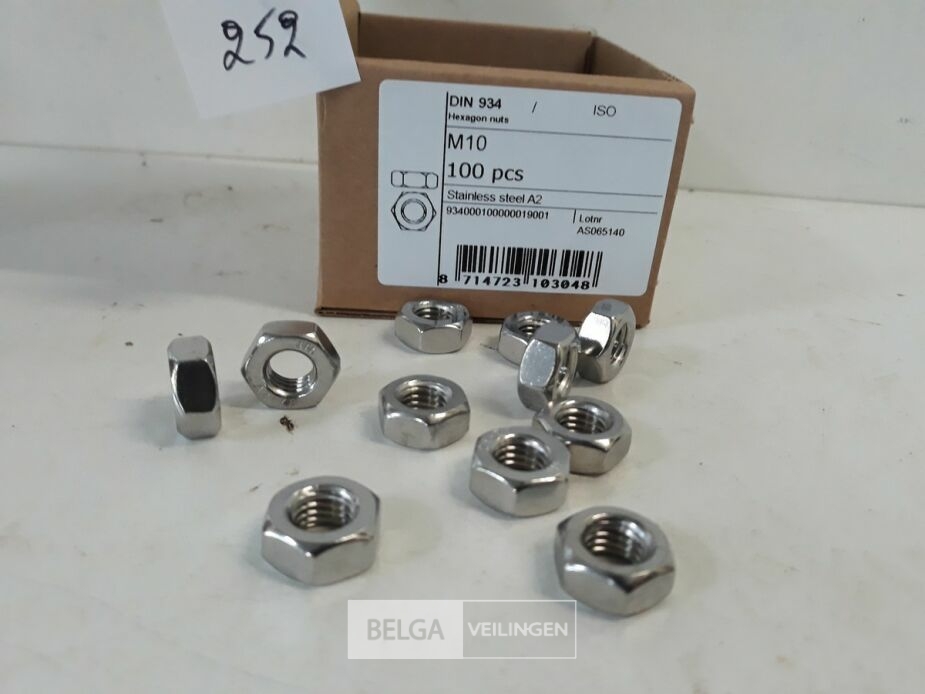 1 x Zeskantmoer INOX A2 M 10 100 stuks – foto 3 – kavel bij Belga Veilingen, Oudsbergen