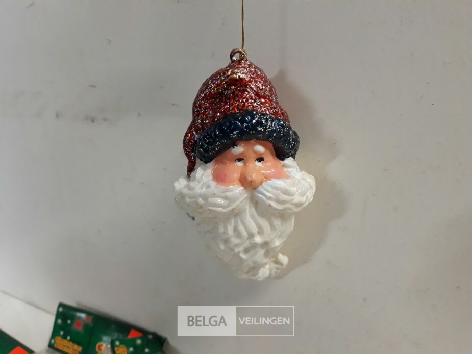 12 x Hangdeco kerstmanhoofd pvc 11 cm – foto 3 – kavel bij Belga Veilingen, Oudsbergen
