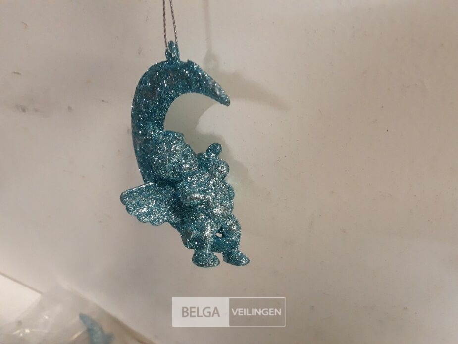 10 x Hangdeco engel op maan licht blauw 8 cm – foto 3 – kavel bij Belga Veilingen, Oudsbergen