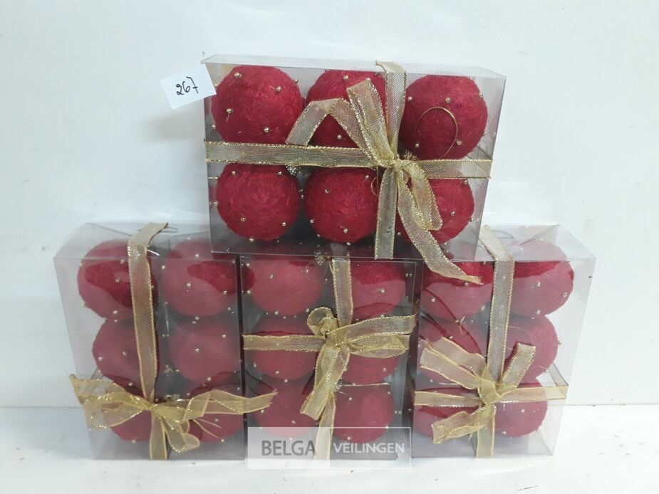 4 x Kerstballen sisal rood 7 cm 6 stuks – foto 2 – kavel bij Belga Veilingen, Oudsbergen