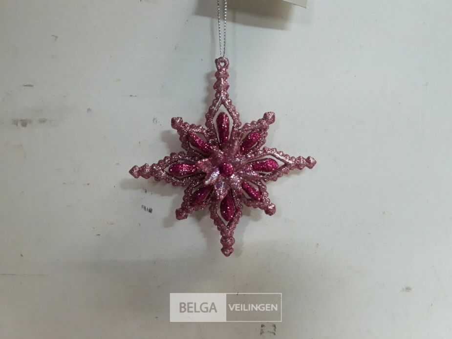 10 x Hangdeco sneeuwvlok paars/roze 11 cm – foto 3 – kavel bij Belga Veilingen, Oudsbergen