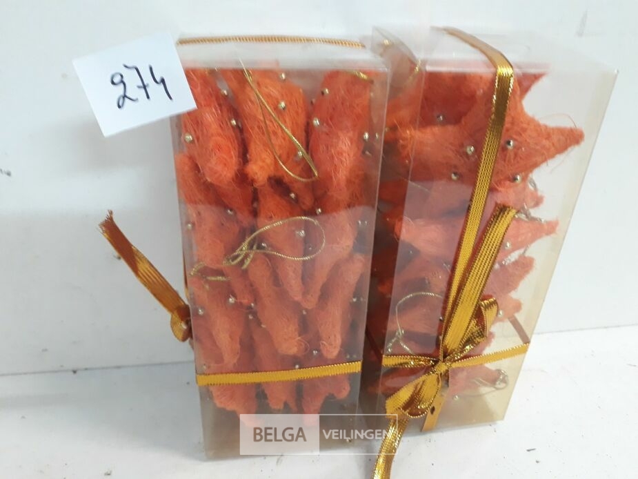 2 x Kerstster sisal oranje 8 cm 12 stuks – foto 2 – kavel bij Belga Veilingen, Oudsbergen