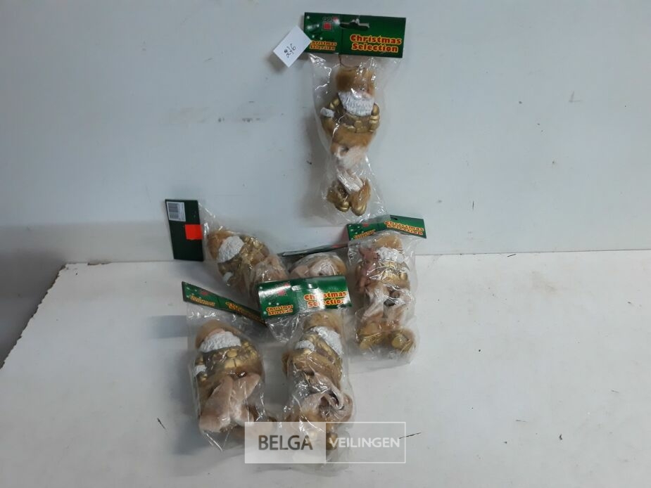 6 x Hangdeco kerstman met losse benen – foto 2 – kavel bij Belga Veilingen, Oudsbergen