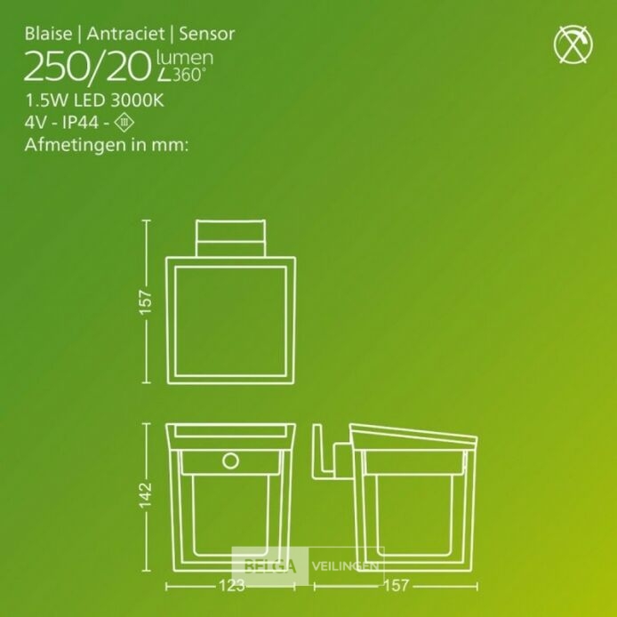 Philips wandlamp tuin led 250/20 lumen 3000k IP44 – foto 4 – kavel bij Belga Veilingen, Bree