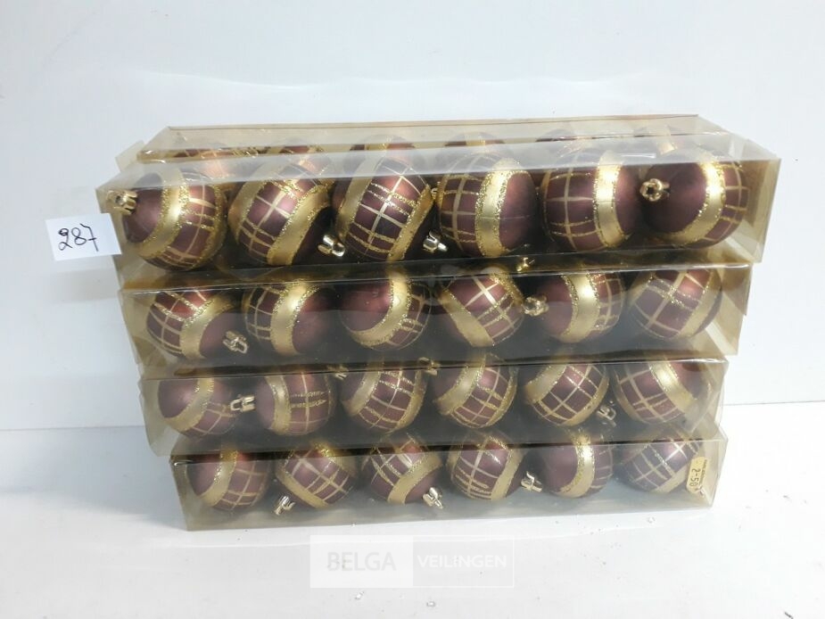 8 x Kerstbal pvc bruin/goud 6 stuks 5,5 cm – foto 2 – kavel bij Belga Veilingen, Oudsbergen