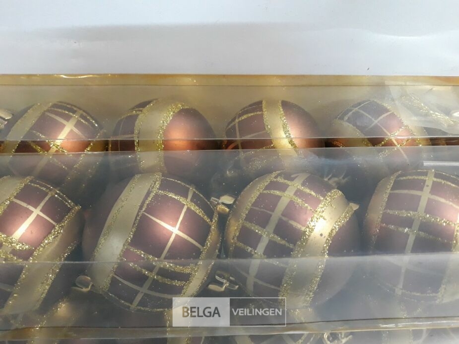 8 x Kerstbal pvc bruin/goud 6 stuks 5,5 cm – foto 3 – kavel bij Belga Veilingen, Oudsbergen