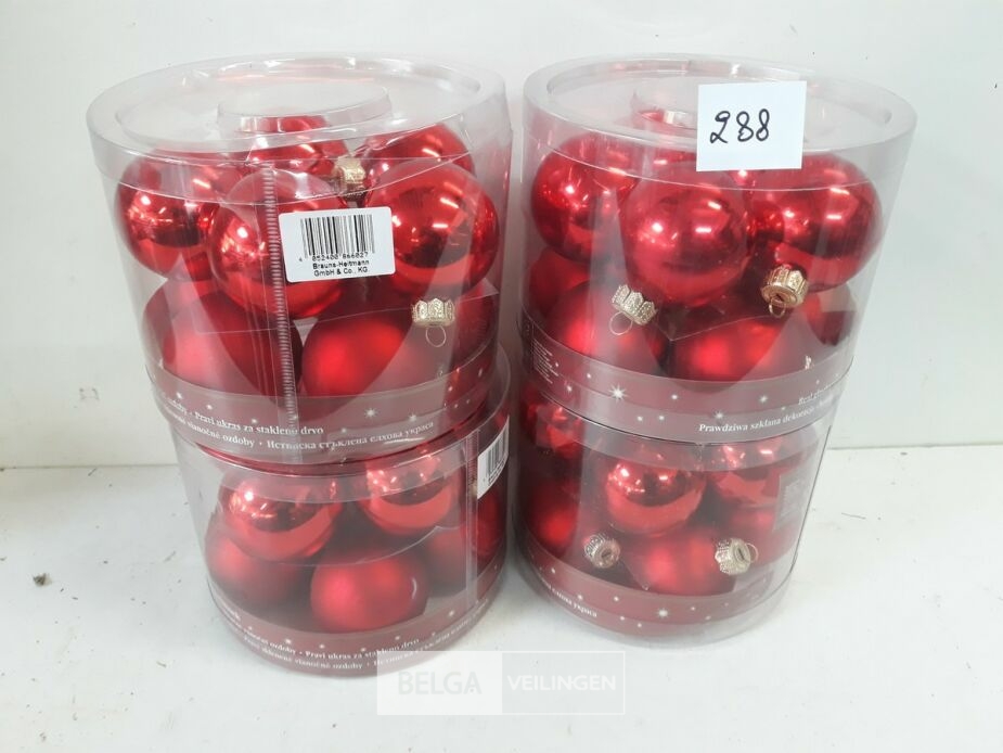 4 x Kerstballen glas 10 stuks rood – foto 2 – kavel bij Belga Veilingen, Oudsbergen