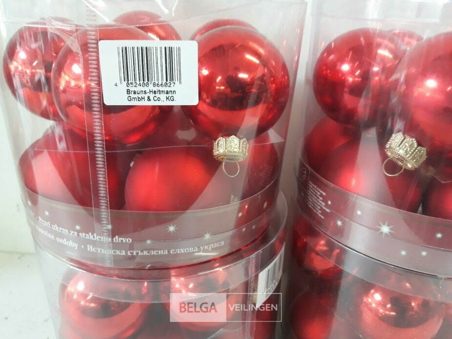 4 x Kerstballen glas 10 stuks rood – foto 3 – kavel bij Belga Veilingen, Oudsbergen