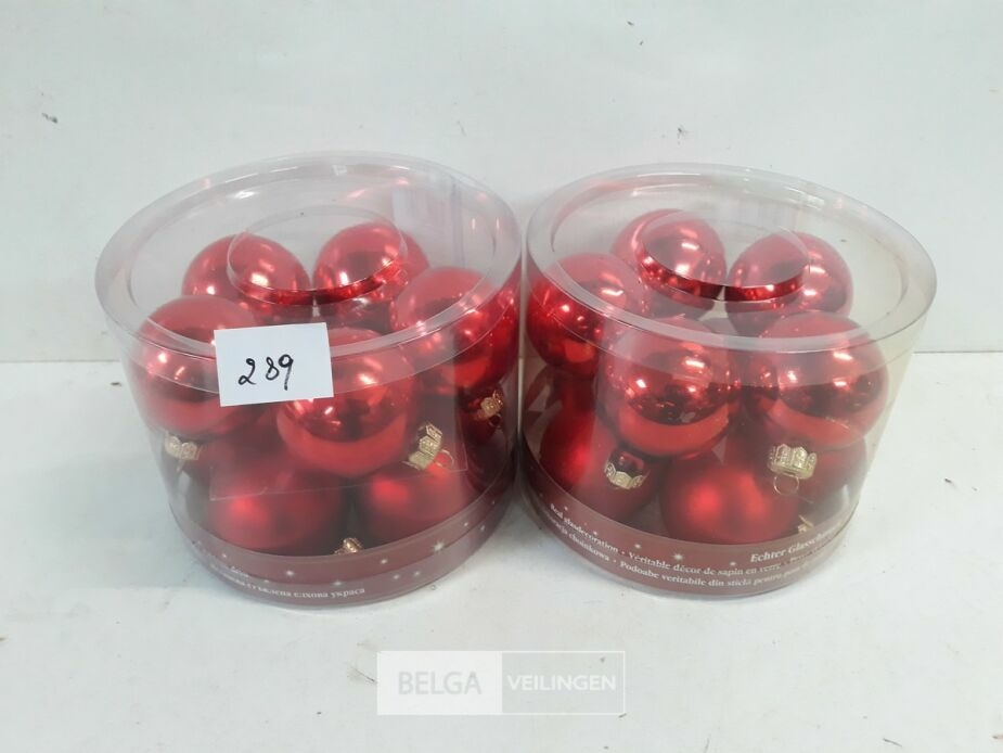 2 x Kerstballen glas 10 stuks rood – foto 2 – kavel bij Belga Veilingen, Oudsbergen