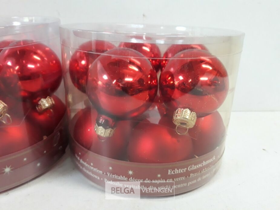 2 x Kerstballen glas 10 stuks rood – foto 3 – kavel bij Belga Veilingen, Oudsbergen