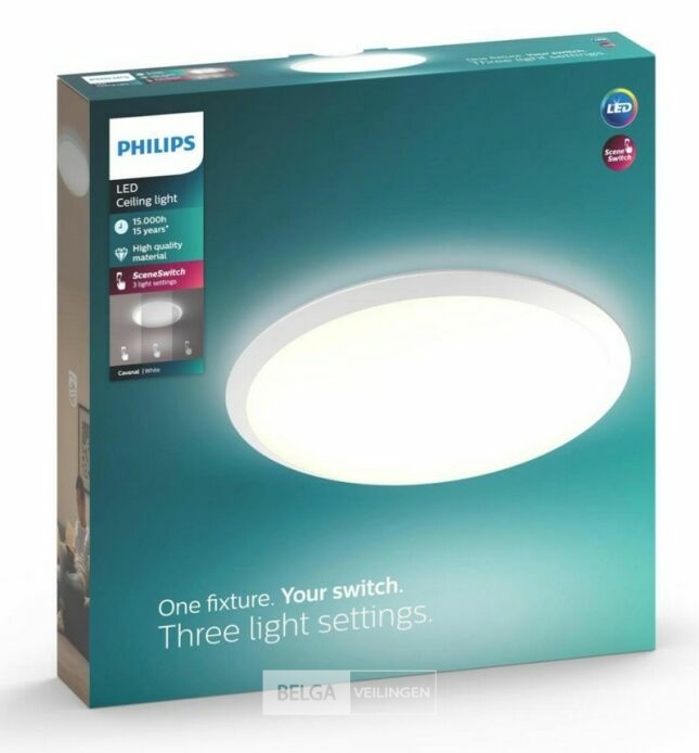 Philips plafonnière Canaval SceneSwitch met geïntegreerde LED 1500 Lm 18 W koudwit – foto 3 – kavel bij Belga Veilingen, Bree