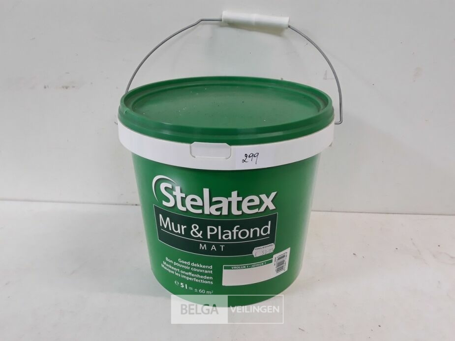 1 x Muur en plafond verf Stelatex 5 L – foto 2 – kavel bij Belga Veilingen, Oudsbergen