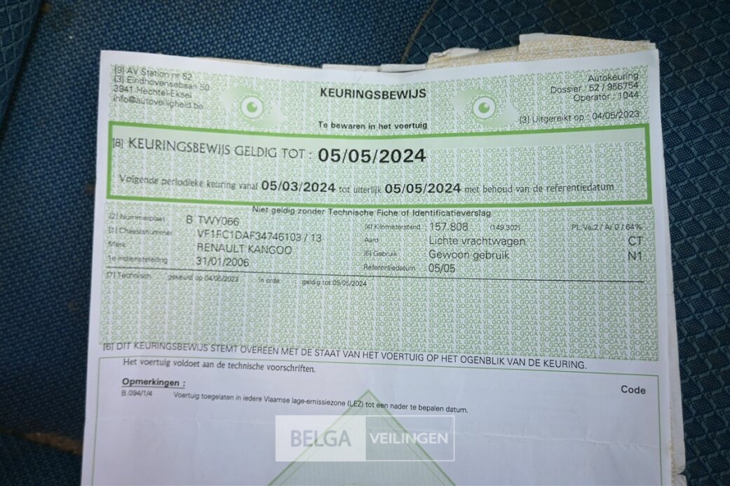 Lichte vracht Renault Kangoo – foto 8 – kavel bij Belga Veilingen