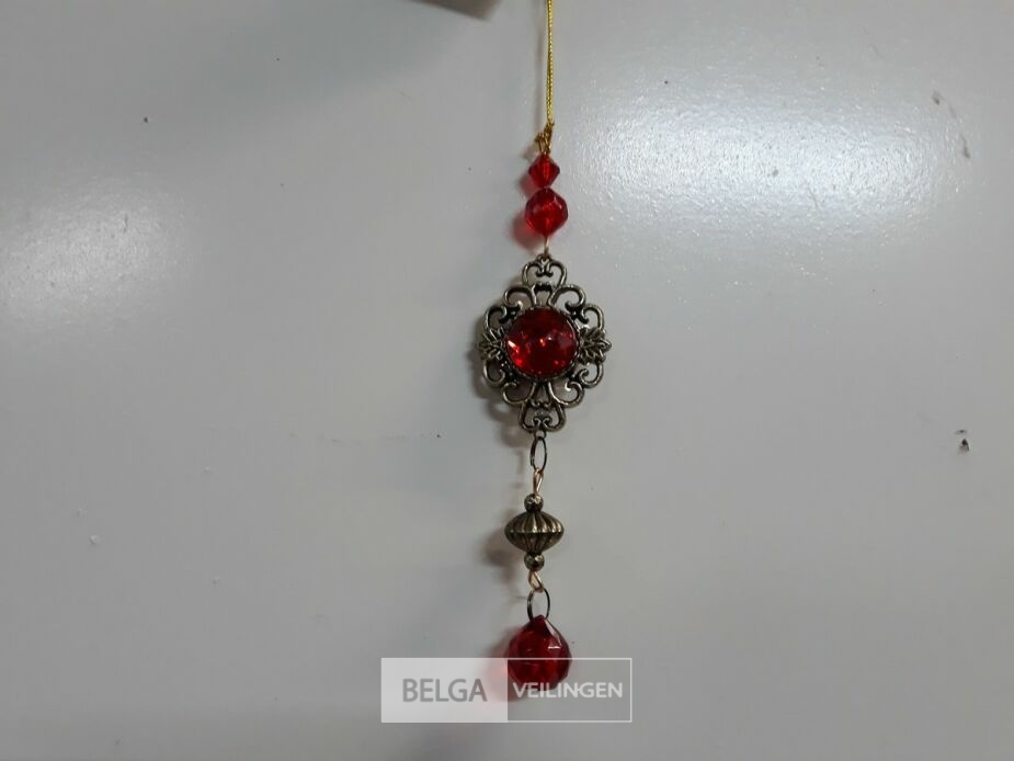 8 x Hangdeco rode kralen 15 cm – foto 3 – kavel bij Belga Veilingen, Oudsbergen