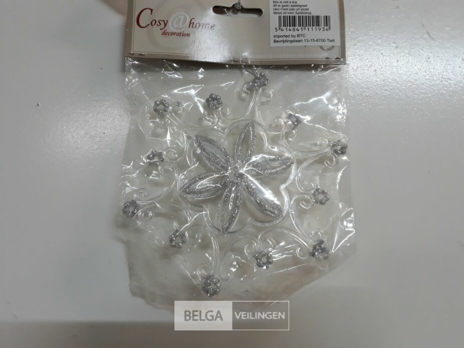 7 x Transparante sneeuwvlok met zilver glitter – foto 3 – kavel bij Belga Veilingen, Oudsbergen