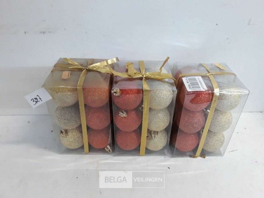 3 x Kerstballen pvc 12 stuks 4,5 cm goud/oranje – foto 2 – kavel bij Belga Veilingen, Oudsbergen