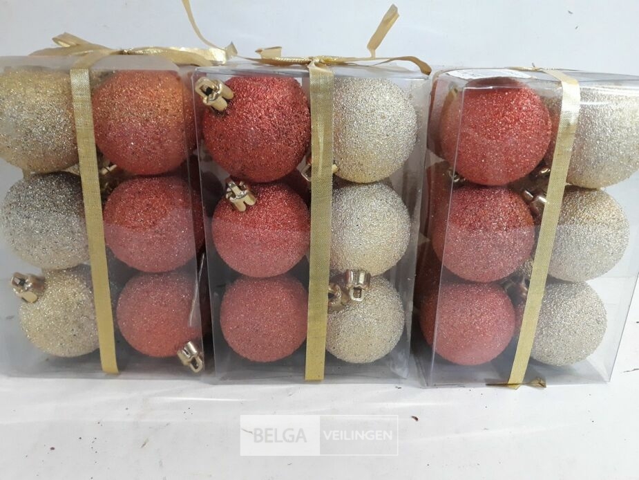 3 x Kerstballen pvc 12 stuks 4,5 cm goud/oranje – foto 3 – kavel bij Belga Veilingen, Oudsbergen