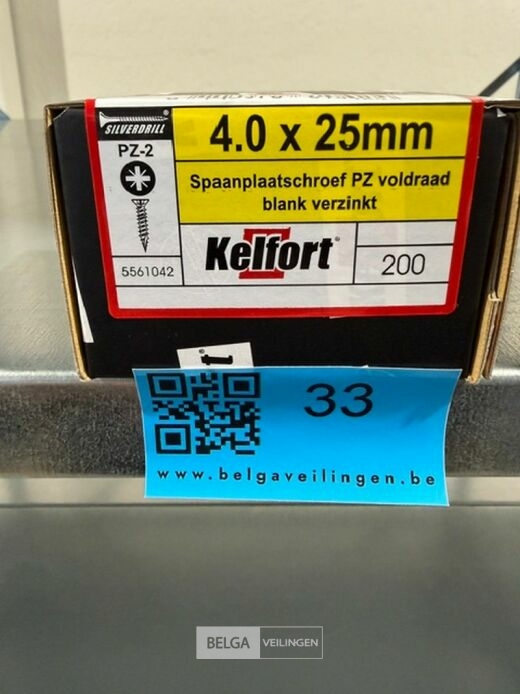 Kelfort spaanplaatschroef 4x25 PZ-2 - voldraad 200st – foto 3 – kavel bij Belga Veilingen, Bree