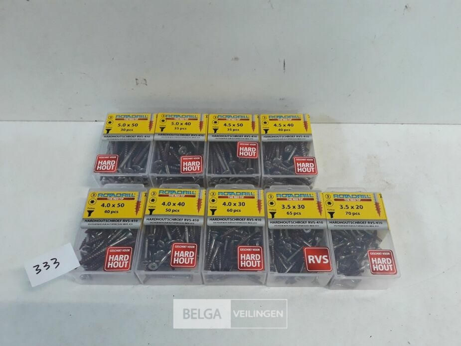 9 x Houtschroeven INOX blister verzonken kop red-tip mix – foto 2 – kavel bij Belga Veilingen, Oudsbergen