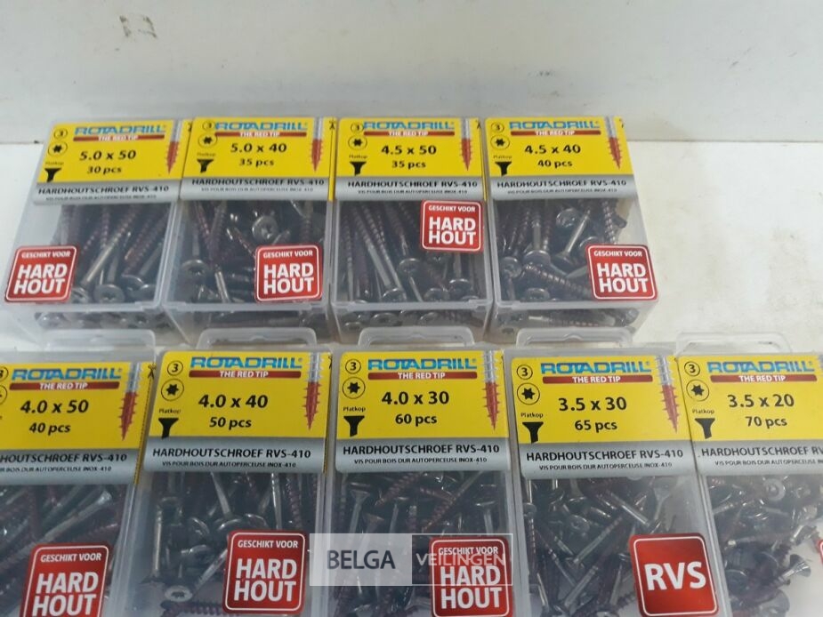 9 x Houtschroeven INOX blister verzonken kop red-tip mix – foto 3 – kavel bij Belga Veilingen, Oudsbergen