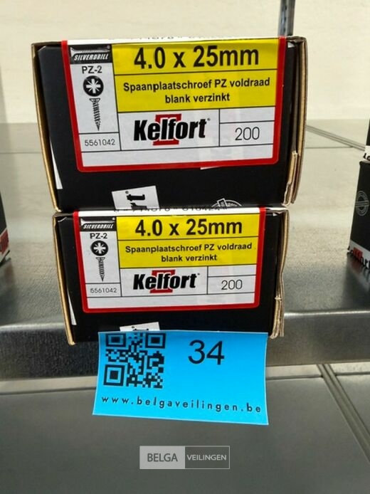 Kelfort spaanplaatschroef 4x25 PZ-2 - voldraad 2x 200st – foto 3 – kavel bij Belga Veilingen, Bree