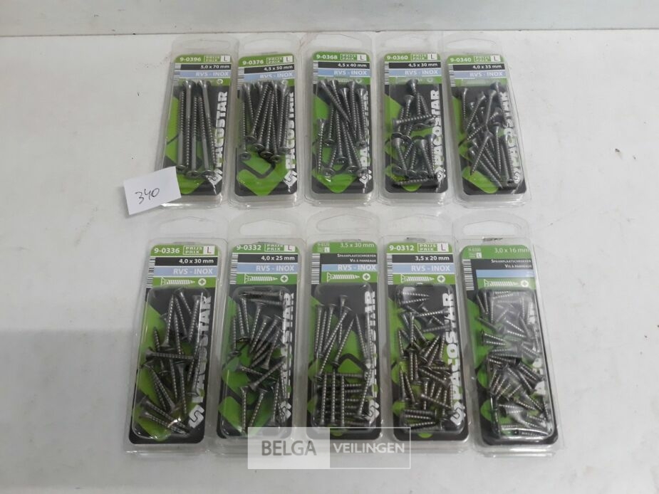 10 x Houtschroeven INOX blister verzonken kop mix – foto 2 – kavel bij Belga Veilingen, Oudsbergen