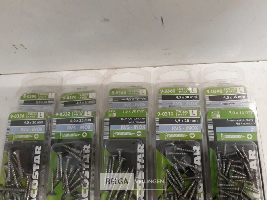 10 x Houtschroeven INOX blister verzonken kop mix – foto 3 – kavel bij Belga Veilingen, Oudsbergen