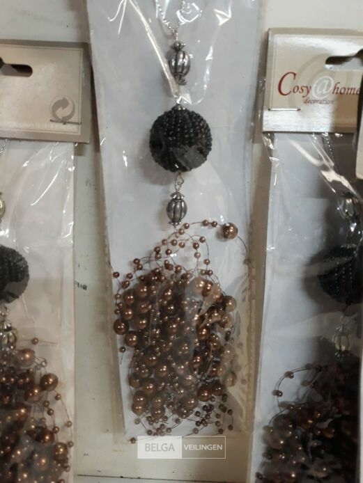 7 x Hangdeco trosje kralen bruin 20 cm – foto 3 – kavel bij Belga Veilingen, Oudsbergen
