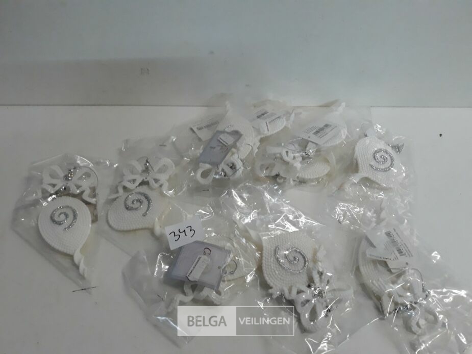 13 x Hangdeco wit/zilver 2 assorti – foto 2 – kavel bij Belga Veilingen, Oudsbergen