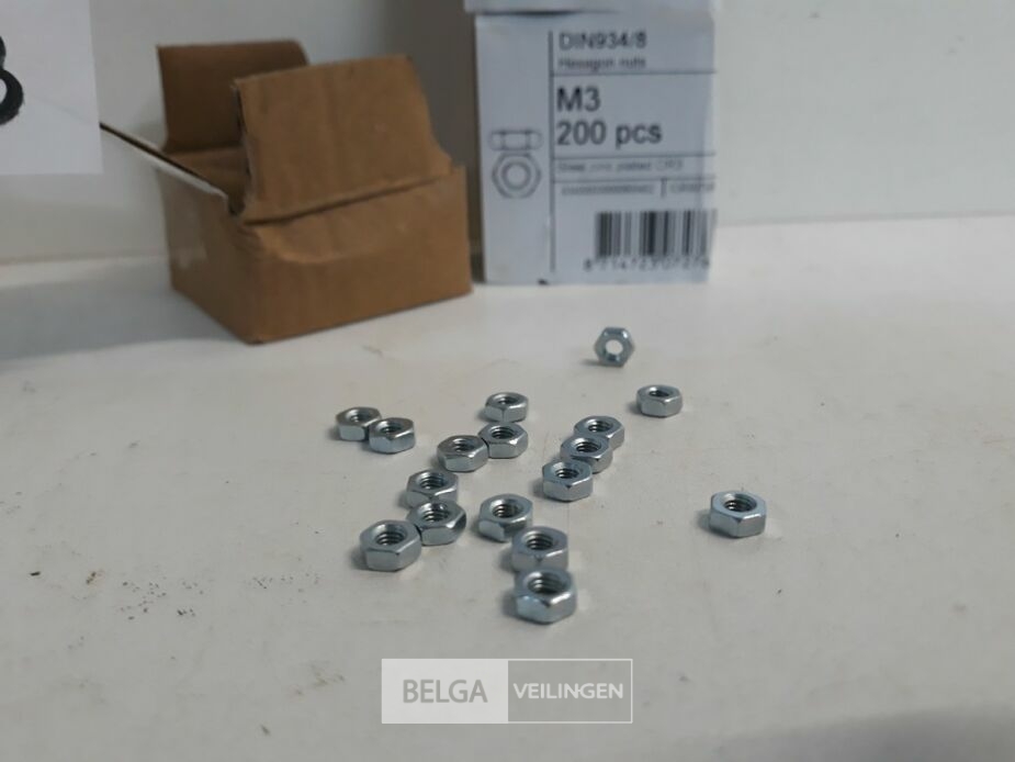 3 x Zeskantmoeren verzinkt M 3 200 stuks – foto 3 – kavel bij Belga Veilingen, Oudsbergen