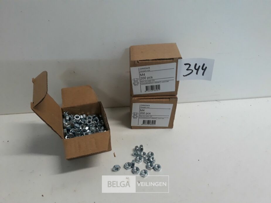 3 x Zeskantmoeren verzinkt M 4 200 stuks – foto 3 – kavel bij Belga Veilingen, Oudsbergen