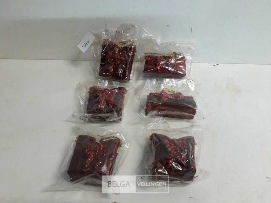 6 x Hangdeco handtas bordeaux 7 cm – foto 2 – kavel bij Belga Veilingen, Oudsbergen