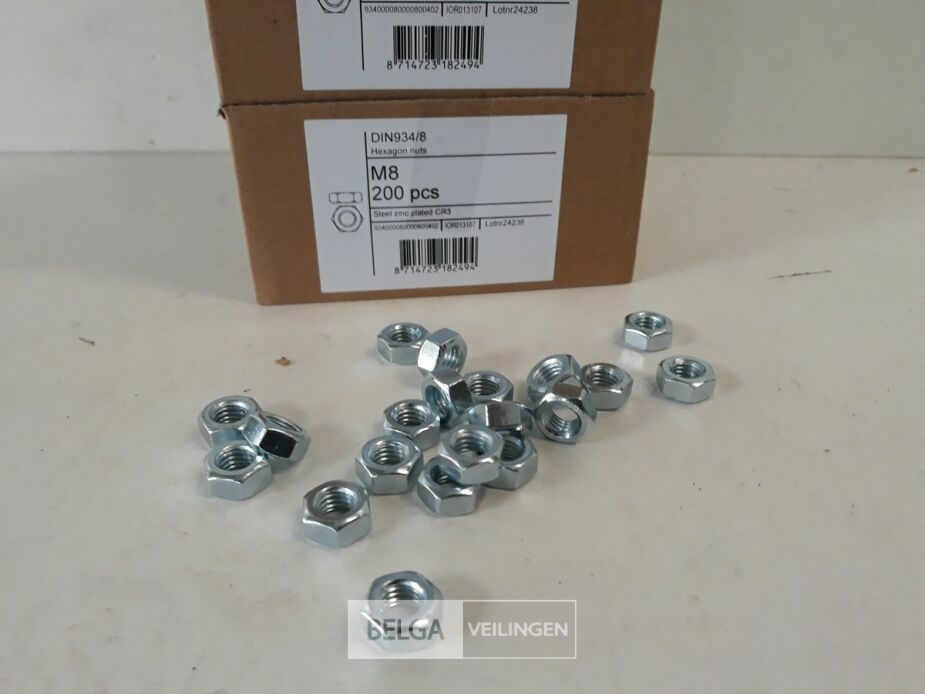 3 x Zeskantmoeren verzinkt M 8 200 stuks – foto 3 – kavel bij Belga Veilingen, Oudsbergen