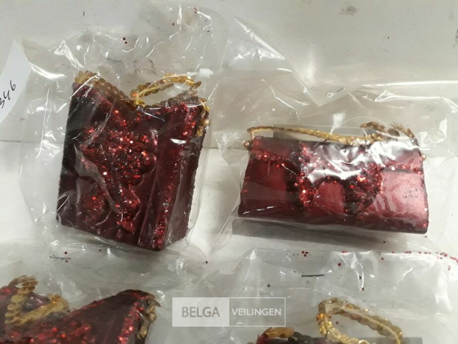 6 x Hangdeco handtas bordeaux 7 cm – foto 3 – kavel bij Belga Veilingen, Oudsbergen