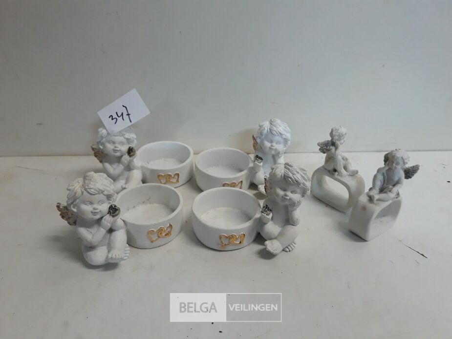 4 x Engel als T-lichthouder + 2 x Servettenring Engel – foto 2 – kavel bij Belga Veilingen, Oudsbergen