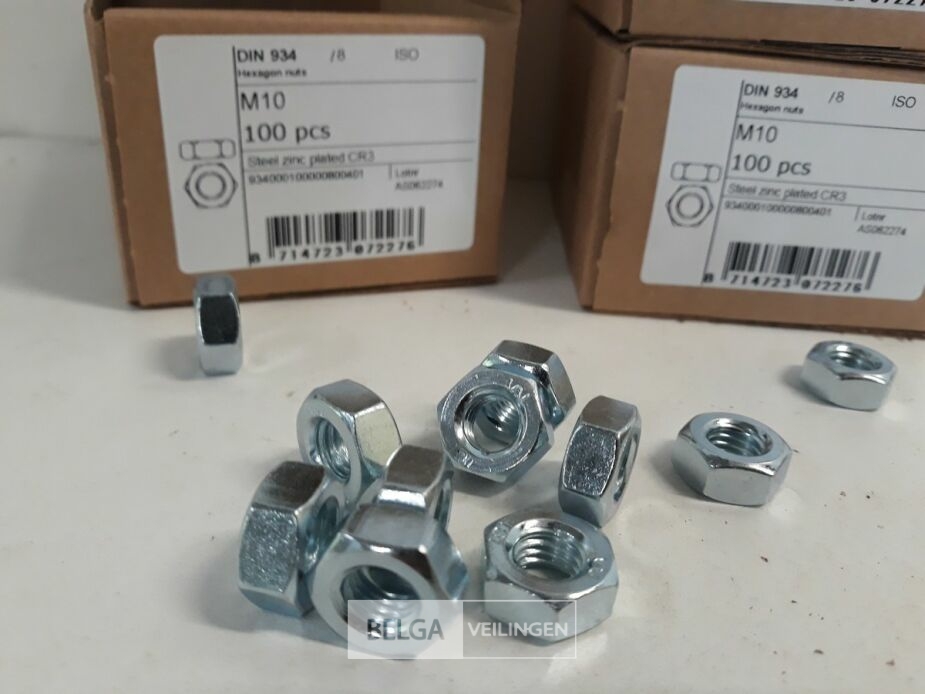 3 x Zeskantmoeren verzinkt M 10 100 stuks – foto 3 – kavel bij Belga Veilingen, Oudsbergen