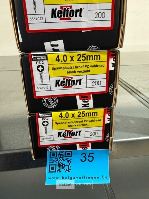 Kelfort spaanplaatschroef 4x25 PZ-2 - voldraad 3x 200st – foto 3 – kavel bij Belga Veilingen, Bree