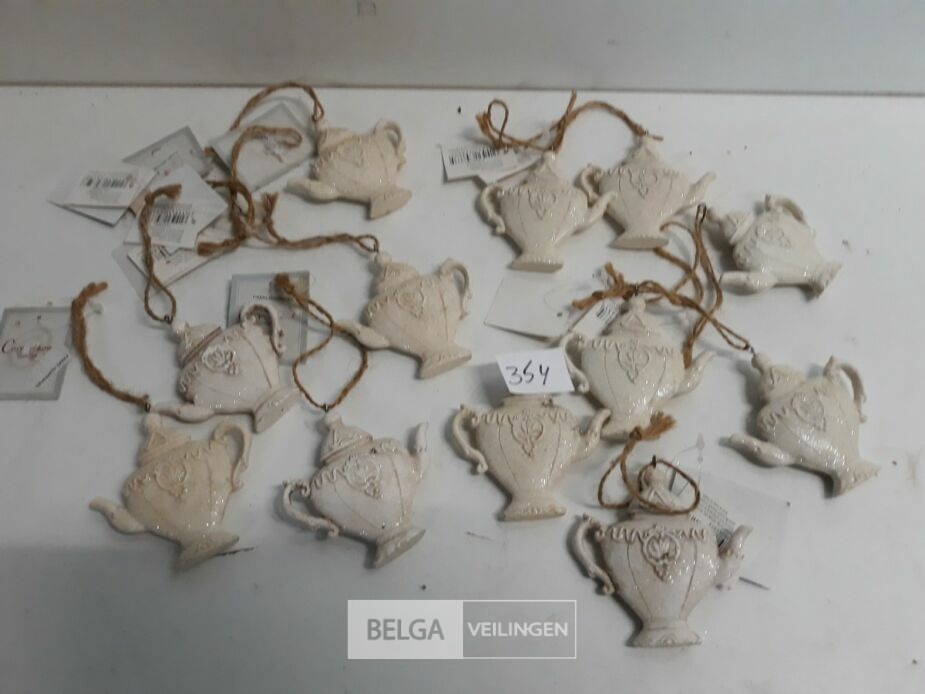 13 x Hangdeco theepot 7 cm – foto 2 – kavel bij Belga Veilingen, Oudsbergen