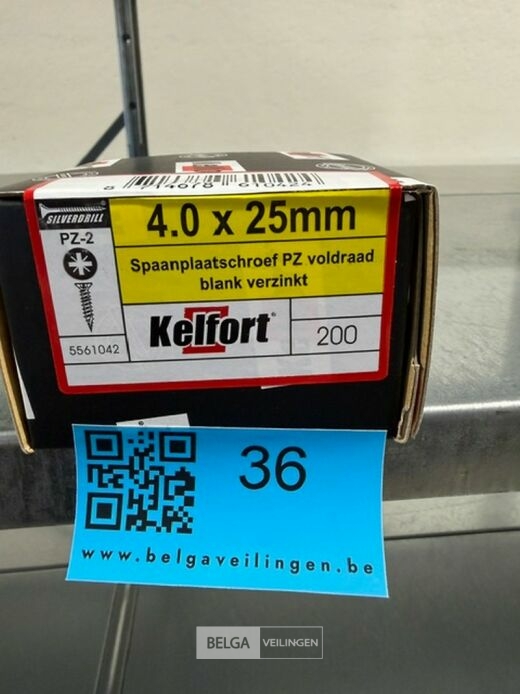 Kelfort spaanplaatschroef 4x25 PZ-2 - voldraad 10x 200st – foto 2 – kavel bij Belga Veilingen, Bree