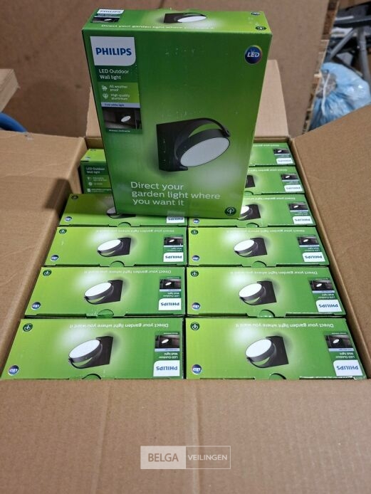 10x Philips wandlamp tuin led 680 lumen 7W 4000K IP44 – foto 4 – kavel bij Belga Veilingen, Bree