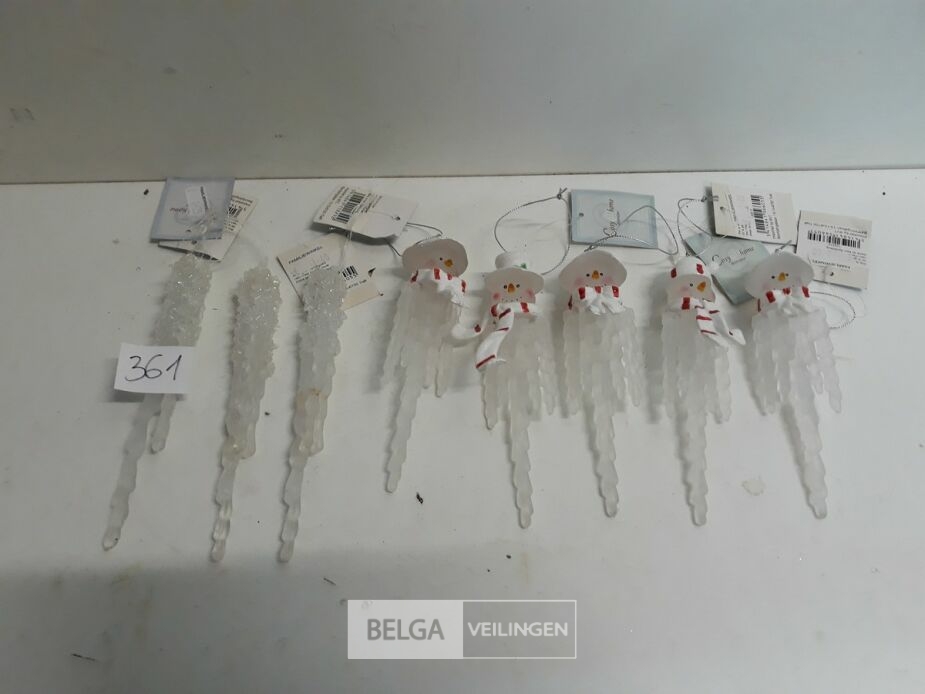8 x Ijspegel 14 cm 5 x sneeuwmanhoofd 3 x spies – foto 3 – kavel bij Belga Veilingen, Oudsbergen