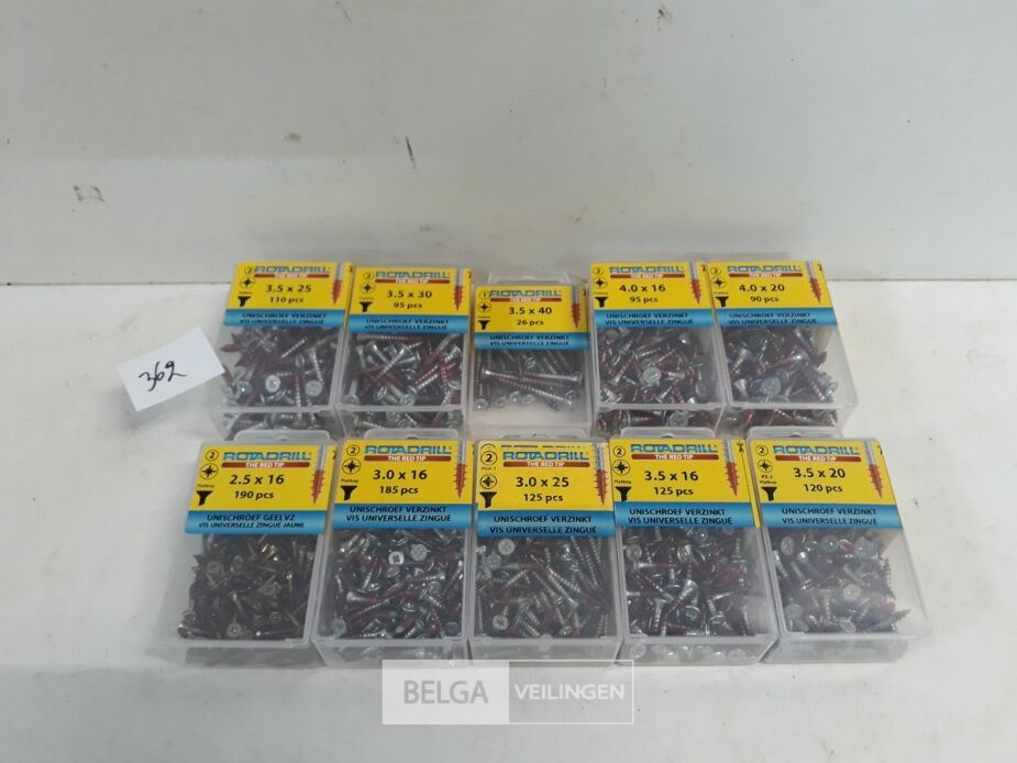 10 x Houtschroeven in blister verzonken kop red-tip mix – foto 2 – kavel bij Belga Veilingen, Oudsbergen