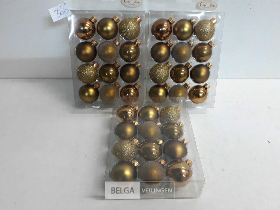 3 x Kerstballen pvc 12 stuks 4 cm groen – foto 2 – kavel bij Belga Veilingen, Oudsbergen