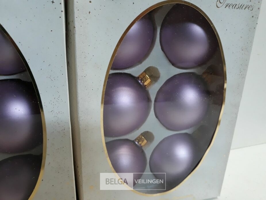 3 x Kerstballen glas 6 stuks 6 cm paars mat – foto 3 – kavel bij Belga Veilingen, Oudsbergen