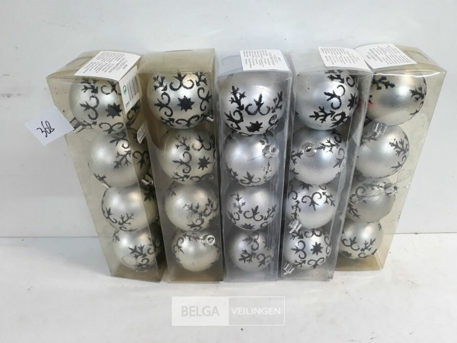 5 x Kerstballen 5 cm pvc zilver zwart – foto 3 – kavel bij Belga Veilingen, Oudsbergen