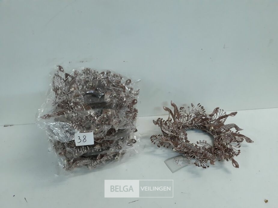 5 x Kaarsring roze glitter 24 cm – foto 2 – kavel bij Belga Veilingen, Oudsbergen