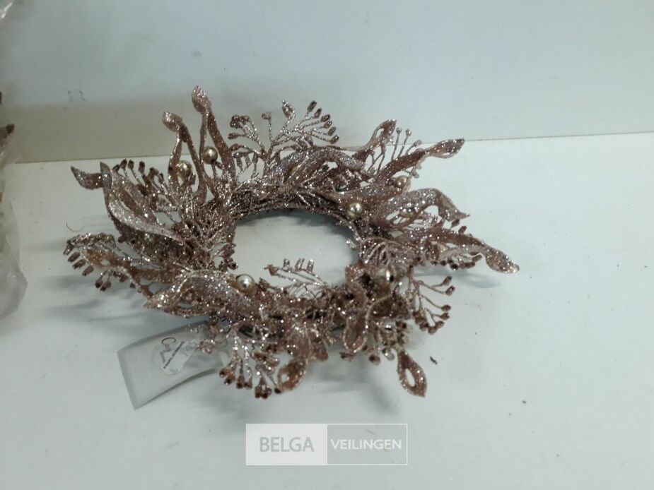5 x Kaarsring roze glitter 24 cm – foto 3 – kavel bij Belga Veilingen, Oudsbergen