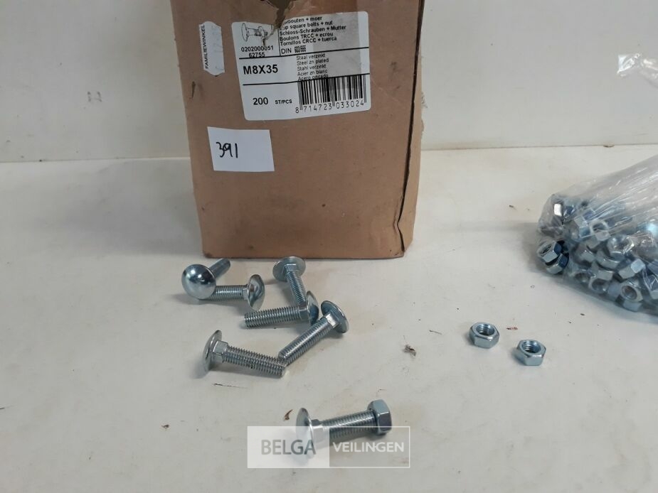 1 x Houtbouten met moer verzinkt M8x35 200 stuks – foto 3 – kavel bij Belga Veilingen, Oudsbergen