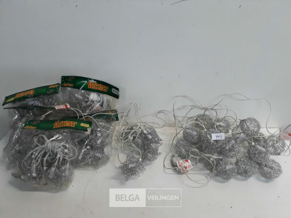 8 x Kerstverlichting 10 Lampen zilver ster/bal – foto 2 – kavel bij Belga Veilingen, Oudsbergen